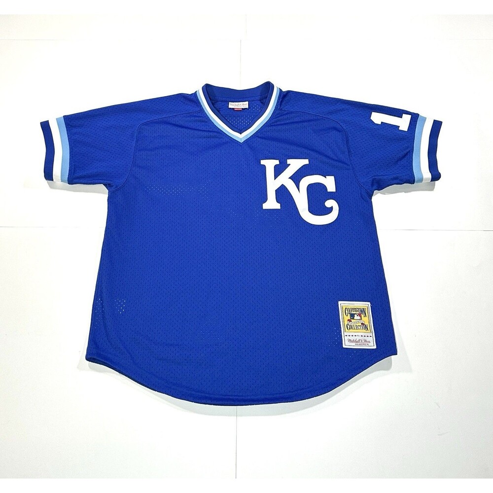 Mitchell & Ness 1989 Bo Jackson #16 Kansas City Royals BP Jersey Blue Mens XL 48